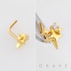 TRIPLE STAR CZ SPARKLING SKY 316L SURGICAL STEEL L-SHAPE NOSE RING